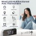 Vinabo Digital Mirror Alarm Clock, LED Mirror Digital Clock, Night Alarm Clock, Morning Alarm Clock, 2 Brightness Levels, 12/24H, with 2 USB Charging Ports, Modern Decoration for Home or Bedroom