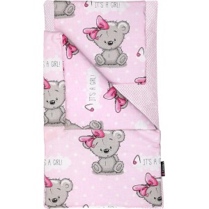 PinkZebra Set of 3 Doll's Bed Linen for Dolls up to 43 cm, Doll Bedding 3-Piece Set, Blanket + Pillow + Mattress, Doll Bedding with Mattress for Doll Bed, Made of Cotton, It's a Girl