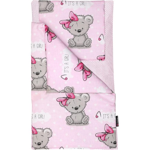 PinkZebra Set of 3 Doll's Bed Linen for Dolls up to 43 cm, Doll Bedding 3-Piece Set, Blanket + Pillow + Mattress, Doll Bedding with Mattress for Doll Bed, Made of Cotton, It's a Girl