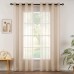 MIULEE Sheer Voile Curtain with Eyelets, Transparent Eyelet Curtain, Sheer, See-Through, Airy Decorative Curtain for Bedroom, Living Room, 140 x 235 cm (W x H), Set of 2, Khaki