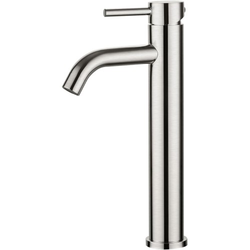 Ibergrif M11203A Bathroom Tap, Single Lever Mixer Tap, Sink Tap with Spout, Height 205 mm, Ceramic Cartridge, Water-Saving, Modern Bathroom Guest Toilet, Matt Grey