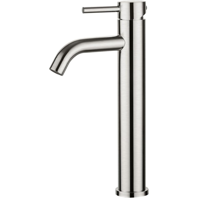 Ibergrif M11203A Bathroom Tap, Single Lever Mixer Tap, Sink Tap with Spout, Height 205 mm, Ceramic Cartridge, Water-Saving, Modern Bathroom Guest Toilet, Matt Grey
