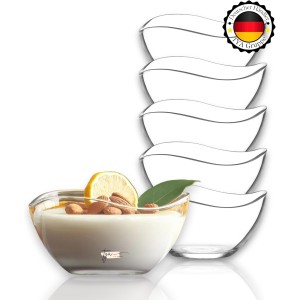 TYA I LAV Glass Dessert Bowls Set 6, 310 ml Lead-Free Dessert Glasses, Stackable Glass Bowls, Dessert Cups, Pudding Bowls, Dessert Bowls, Glass Fruit Serving Bowls, Sauce Bowls, Dessert Bowls