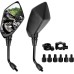 Universal Motorcycle Rear View Mirror, Handlebar End Mirror, Side Mirror with M8 M10, E-Approved for Scooters, Moped, ATV