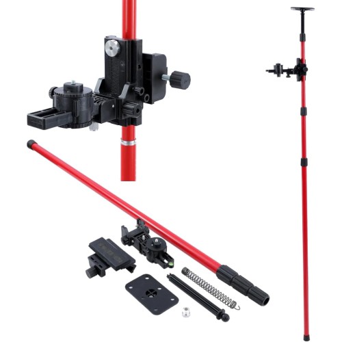 TOPWAY Laser Level Telescopic Pole 115-350 cm Adjustable Height Telescopic Levelling Bar Extendable from Floor to Ceiling with Bracket and Nylon Bag