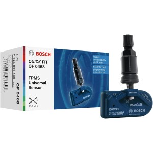 Bosch F026C00468 - QF0468 - Programmable Quick Fit TPMS Sensor - TPMS Tyre Pressure Sensor with Black Metal Valve - 433.92 MHz