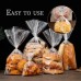 Chedin Cellophane Bags 21 x 30 / 17 x 25 / 15 x 20 / 10 x 15 cm Transparent with Metallic Ties for Bread, Biscuits, Children's Birthday, Party Favours, Bags (22 cm x 32 cm)
