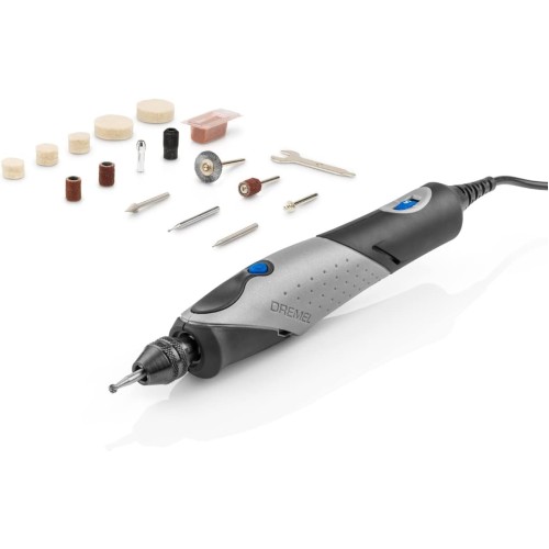 Dremel 2050 Stylo+ Multifunctional Tool 9W Set (with 15 Accessories, Variable Speed Setting up to 22,000 rpm for Engraving and Creative Tasks with Glass, Wood, Leather, Stone) with Cardboard Packaging