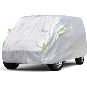 CICMOD Car Cover Full Garage Replacement for V-W T5 T6 Transporter Motorhome Car Cover Outdoor Waterproof Large with Side Door Zippers Weatherproof UV-Resistant Silver