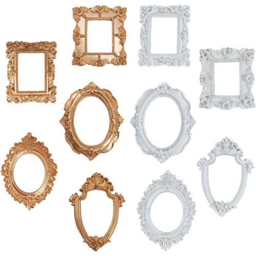 10 x Vintage Resin Photo Frames Oval Frame Antique Photo Frame Mini Table Decoration Christmas Decoration (5 Different Shapes)