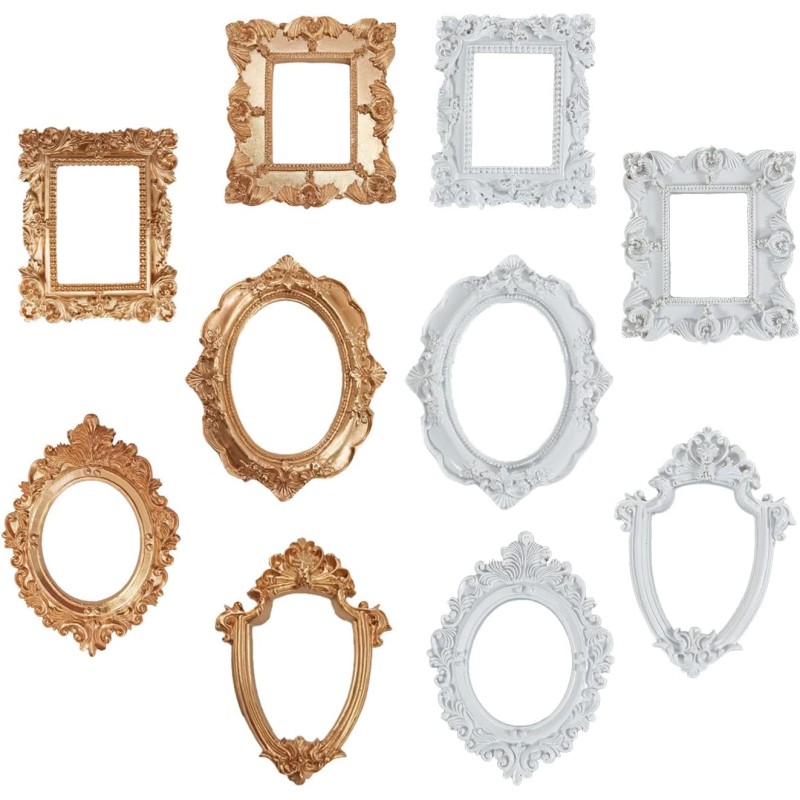 10 x Vintage Resin Photo Frames Oval Frame Antique Photo Frame Mini Table Decoration Christmas Decoration (5 Different Shapes)