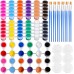 JEFFOUOO Pack of 6 Mini Acrylic Paints, Washable Acrylic Paint Set, 3 ml Each with 12 Colours, 12 Brushes and 6 Palettes, Refillable Acrylic Paint Set for Children, Adults, Home, Birthday, Classroom