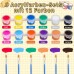 JEFFOUOO Pack of 6 Mini Acrylic Paints, Washable Acrylic Paint Set, 3 ml Each with 12 Colours, 12 Brushes and 6 Palettes, Refillable Acrylic Paint Set for Children, Adults, Home, Birthday, Classroom