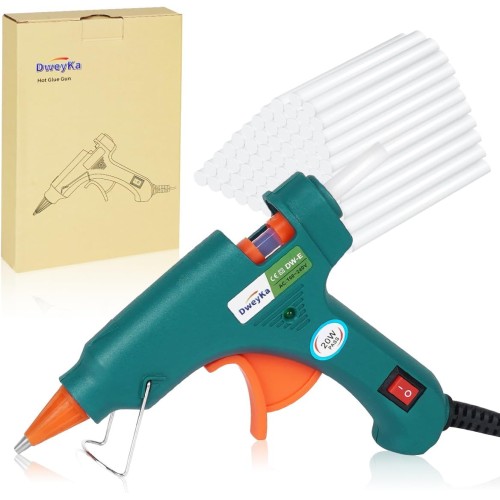 Dweyka Hot Glue Gun, Glue Gun with 75 Pieces Hot Glue Sticks, Glue Sticks for DIY Small Crafts and Quick Repairs in Home and Office, 20 W Glue Guns