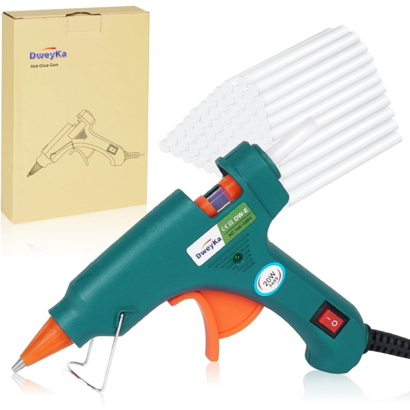 Dweyka Hot Glue Gun, Glue Gun with 75 Pieces Hot Glue Sticks, Glue Sticks for DIY Small Crafts and Quick Repairs in Home and Office, 20 W Glue Guns