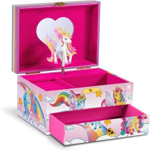 CRAZE Galupy Unicorn Children's Jewellery Box with Music Box, Jewellery Box Girls with Rotating Unicorn, Drawer and Mirror