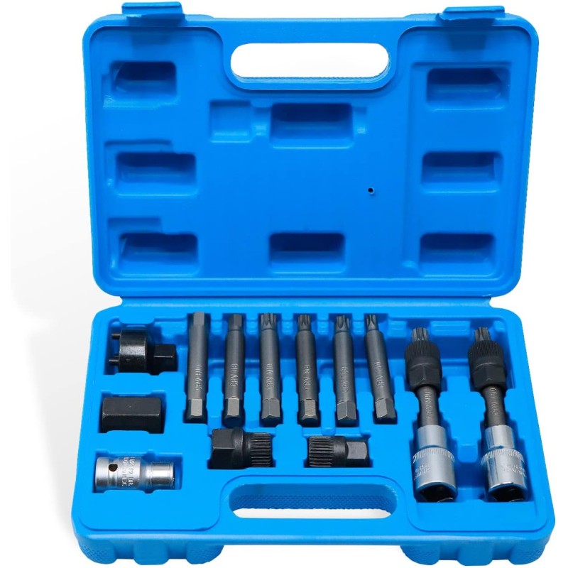 CCLIFE 13-компонентен комплект инструменти за алтернатор 12,5 mm 1/2 инчов привод Алтернаторна бита Свободно въртящ се гаечен ключ за различни превозни средства