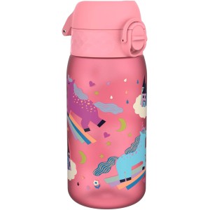 Ion8 Children's Water Bottle, 350 ml, Leak-Proof, One-Handed Opening, Secure Locking, Dishwasher Safe, BPA-Free, Carry Handle, Flip Lid, Easy to Clean, Climate Neutral, Unicorn Design