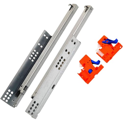 GTV - GCHX18-H floor mounting guide with quiet closing mechanism - rail for lower mounting - partial extension - l-350 Modern Slide, plate 18 - silent closure - up to 25 kg - 1 set = 2 pieces