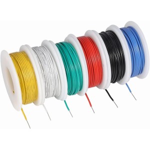 TUOFENG 30AWG кабел с твърда сърцевина 6 различни цвята 100 фута или 100 фута PVC кабел с калайдисана медна жица 0,60 мм (0,60 мм) комплект кабели