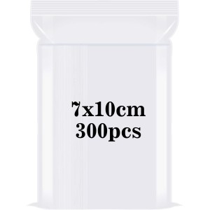 Ziplock Bags, Zip Bags Set of 300, 7 x 10 cm, Transparent Ziplock Bags, Small, Resealable Plastic Bags, Sealing Bags, Plastic Bags, Poly Bags