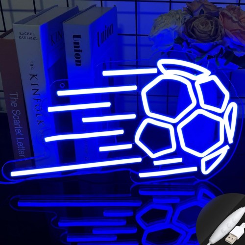 Football Bedroom Accessories for Boys, Football LED Light, Football LED Sign Wall Art Decor, Bedroom Wall Decor for Teen Boys Room, Sports Neon Sign, England Team Football Light