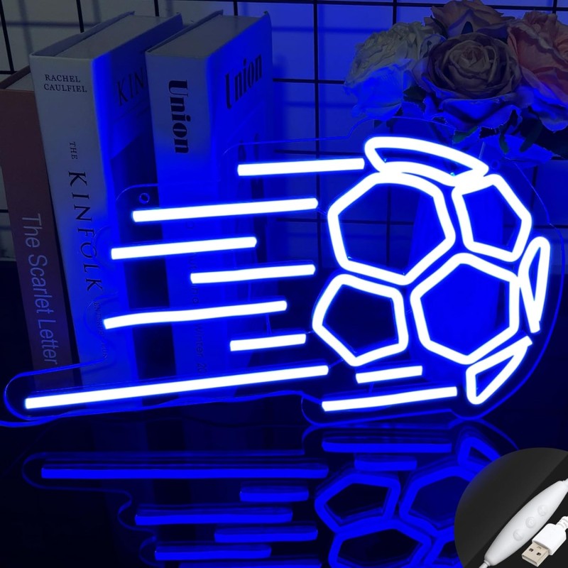 Football Bedroom Accessories for Boys, Football LED Light, Football LED Sign Wall Art Decor, Bedroom Wall Decor for Teen Boys Room, Sports Neon Sign, England Team Football Light