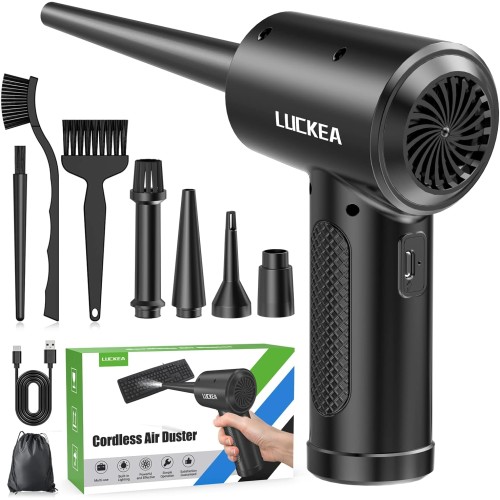 Електрически прахосмукач с налягане на въздуха за почистване на компютър - 3-степенен спрей с налягане на въздуха с LED светлина, спрей с налягане на въздуха за почистване на клавиатура за лаптоп, диван, кола, офис оборудване,