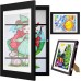 SanerDirect Children's Art Frame Front Opening A4 Hinged Wooden Photo Frame Fillable Folding Frame for Storage and Display of Children's Drawings / Artworks, Black, Pack of 1