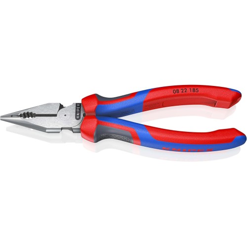KNIPEX 08 22 185 Комбинирани клещи с остри върхове и удобни дръжки, черни, атраментизирани, 185 mm