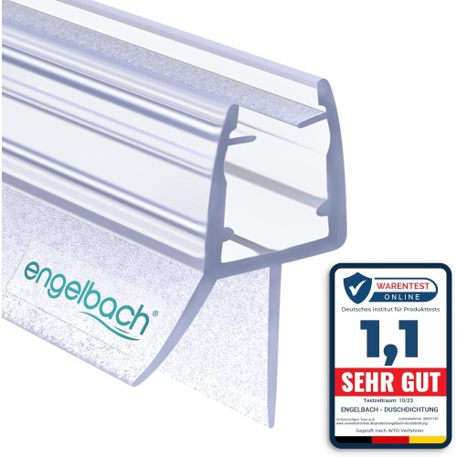 Engelbach® Shower Seal with Perfect Fit for 5-8 mm Glass Doors - Shower Door Seal with Extra-Thick Rubber Lip - For All Shower Types - 100% Waterproof - Easy Installation - 80 cm