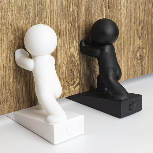 Omoojee Cute Door Stop, 2 Pack Buddy Door Stop, Flexible and Effective to Keep Your Door Open (White and Black)