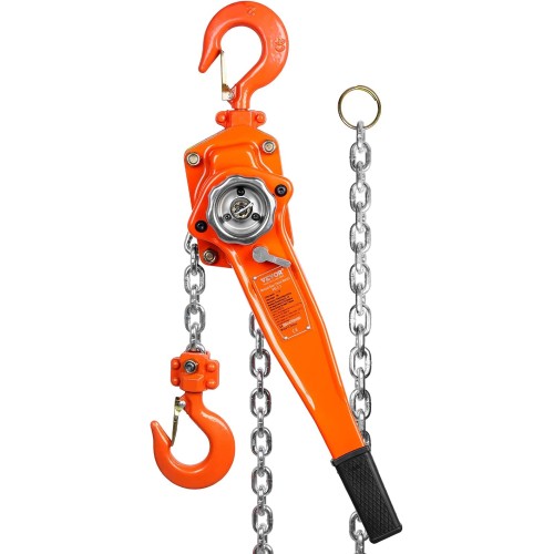 VEVOR Ratchet Hoist Steel 1.5T Load Capacity Pulley Hoist 2.8 m Lifting Height Lever Hoist Diameter 8 x 24 mm Lifting Chain Size Chain Hoist 240N Tensile Force Heavy Duty Double Lever Brake Ratchet