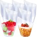 LATERN Pack of 50 Plastic Dessert Cups, 200 ml Curved Round Dessert Cups Transparent Parfait Appetizers Cups Reusable Serving Bowl for Pudding Mousse Party (11.4 x 6.3 cm)