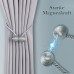 TopHomer Pack of 2 Magnetic Curtain Tiebacks, 10 Colours | For Living Room, Bedroom, Bathroom & Dining Room, Matches Curtains/Curtains/Shower Curtains (Silver)
