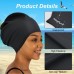 AMFUN Swimming Cap for Long Hair, 1 Piece Silicone Extra Large Swimming Cap, Stretchy and Non-Slip, Women and Men Swimming Cap for Dreadlocks, Curls, Hair Extensions, Braids (Black)