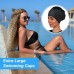 AMFUN Swimming Cap for Long Hair, 1 Piece Silicone Extra Large Swimming Cap, Stretchy and Non-Slip, Women and Men Swimming Cap for Dreadlocks, Curls, Hair Extensions, Braids (Black)