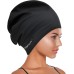 AMFUN Swimming Cap for Long Hair, 1 Piece Silicone Extra Large Swimming Cap, Stretchy and Non-Slip, Women and Men Swimming Cap for Dreadlocks, Curls, Hair Extensions, Braids (Black)