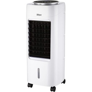 Zilan, въздушен охладител с дистанционно управление, LED екран, охлаждане, пречистване, овлажняване, LED сензорен екран, 7-литров резервоар за вода, 4 различни кутии