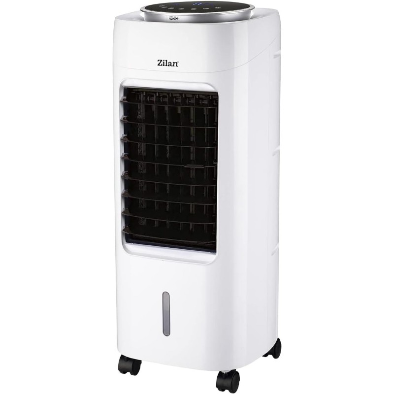 Zilan, въздушен охладител с дистанционно управление, LED екран, охлаждане, пречистване, овлажняване, LED сензорен екран, 7-литров резервоар за вода, 4 различни кутии
