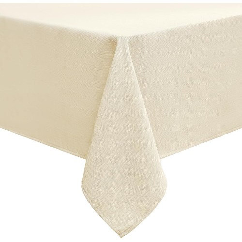 smiry Linen Look Tablecloth, Washable, Lotus Effect, Square, 100 x 140 cm, Linen Cloth, Water-Repellent, Stain Protection, Beige