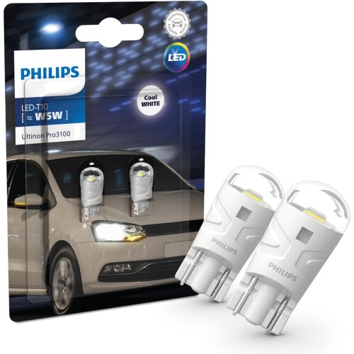 Philips Ultinon Pro3100 LED T10 lampadina di segnalazione per auto (W5W), 6.500K cool white