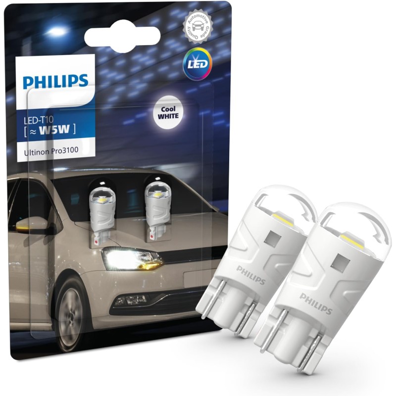 Philips Ultinon Pro3100 LED T10 lampadina di segnalazione per auto (W5W), 6.500K cool white