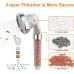 Ibergrif Shower Head with Filter - Water Saving High Pressure Hand Shower with 3 Jet Types, 3-Layer Filtration Against Chlorine, Bacteria & Limescale, Anti-Limescale Function, Chrome - For Hard Water,
