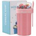 Bugucat Cereal Cup to Go 760 ml + 230 ml, Practical Yoghurt Cup to Go Cereal to Go Cup with Spoon, Leak-Proof Cereal Cup to Go Cup, Cereal Box to Go Cereal Cup to Go Children's Pink