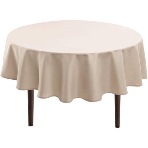 Hiasan Beige Water-Repellent Polyester Tablecloth, Round, 140 cm, Anti-Wrinkle Tablecloth, Suitable for Kitchen, Restaurant, Wedding