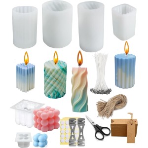 Set of 6 Candles DIY Set Candle Moulds for Pouring Candle Mould Silicone Candle Moulds Silicone Mould for DIY Aromatherapy Candles Making Supplies NE