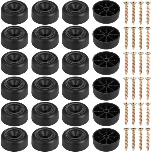 Zocipro Pack of 24 Furniture Feet, Diameter 33 mm x Height 13 mm, Round Furniture Legs, Screw-On Feet for Furniture, Non-Slip Cabinet Feet, Furniture Gliders with Screws for Furniture, Cabinet, Sofa,