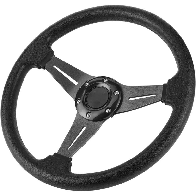 350 mm Deep Dish Steering Wheel, Sports Steering Wheel, Racing Steering Wheel Grip Racing Steering Wheel Drift for Automodification Imitation Car, Universal Modified Accessories (Black)