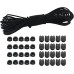 10 m Elastic Rubber Cord 3 mm Elastic Round Cord Elastic Stretchy Cord with 20 Pieces Zip Pull Cord Lock Cord, 20 Pieces Double Hole Spring for Backpack, Shoelaces (Black, 3 mm x 10 m)